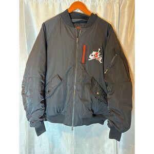Jordan Nike Air Bomber Jacket Black Men's Size Medium Full Zip Sherpa Lined